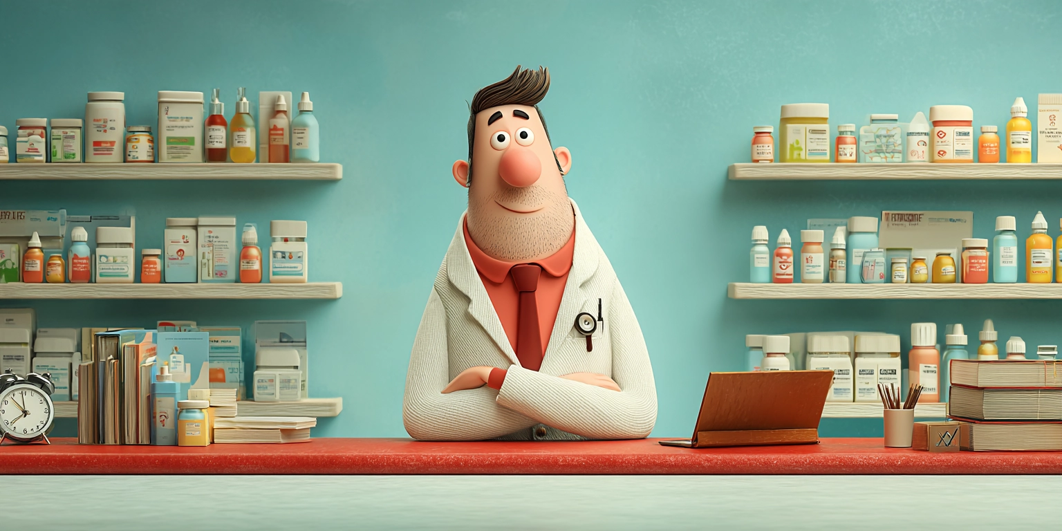 Фармецевт с ноутбуком