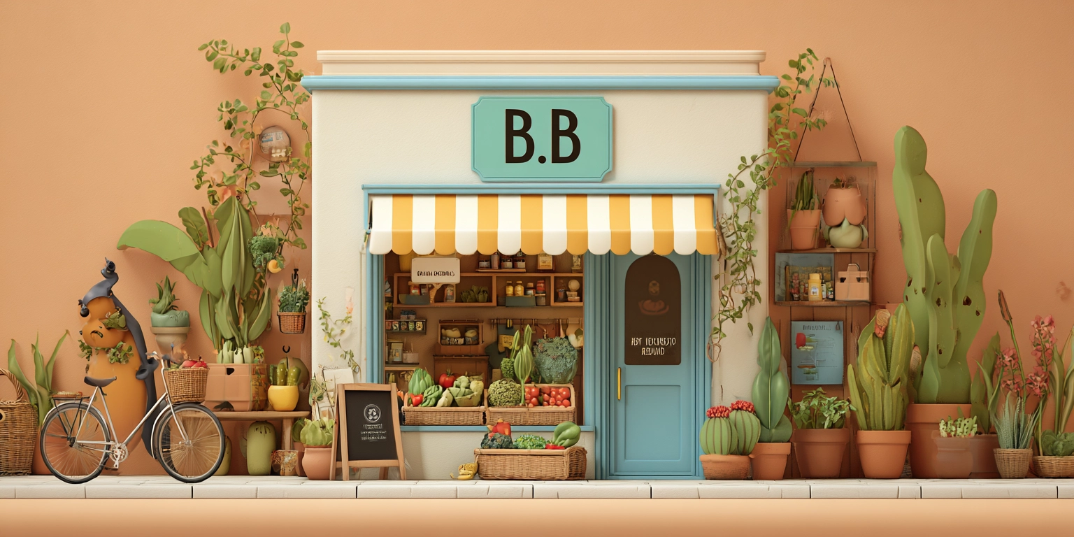 Магазин ВкусВилл с продуктами на полках