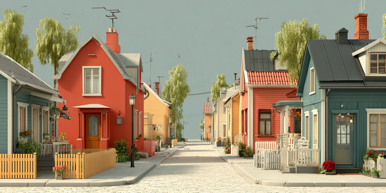 Улица современного коттеджного посёлка