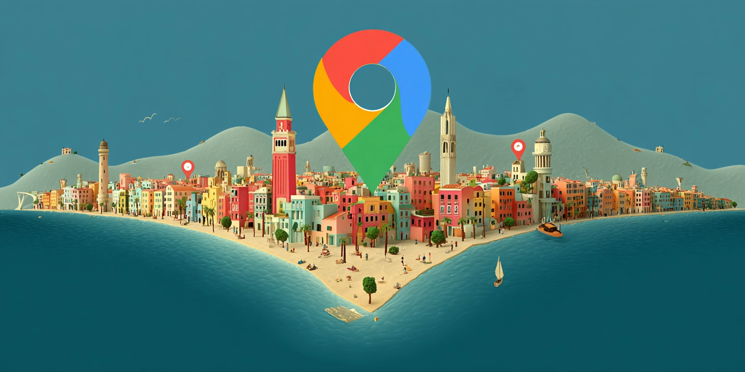 Остров с лого Google Maps