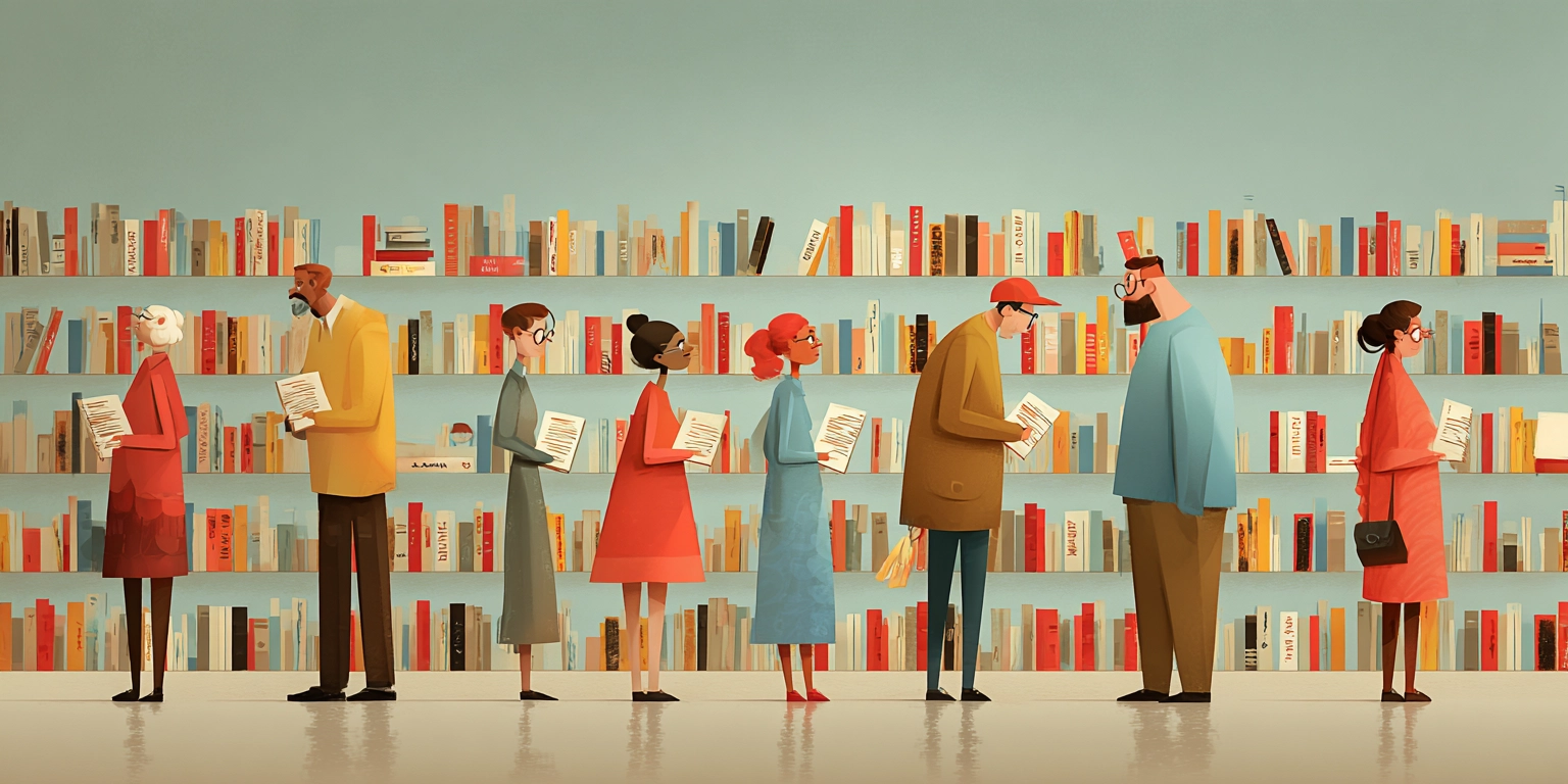 Люди выбирают книги на Литрес