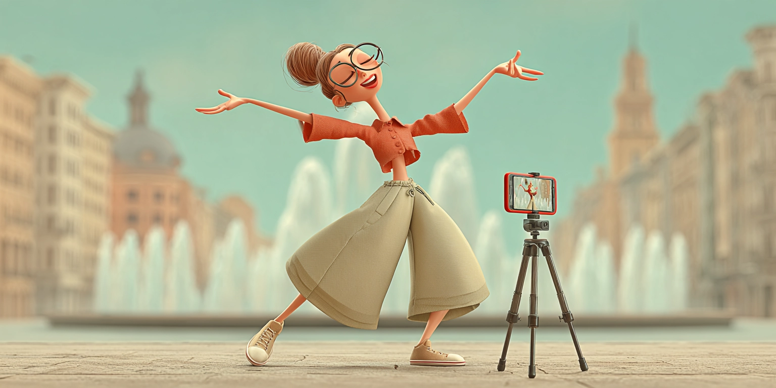 Девушка снимает видео для TikTok