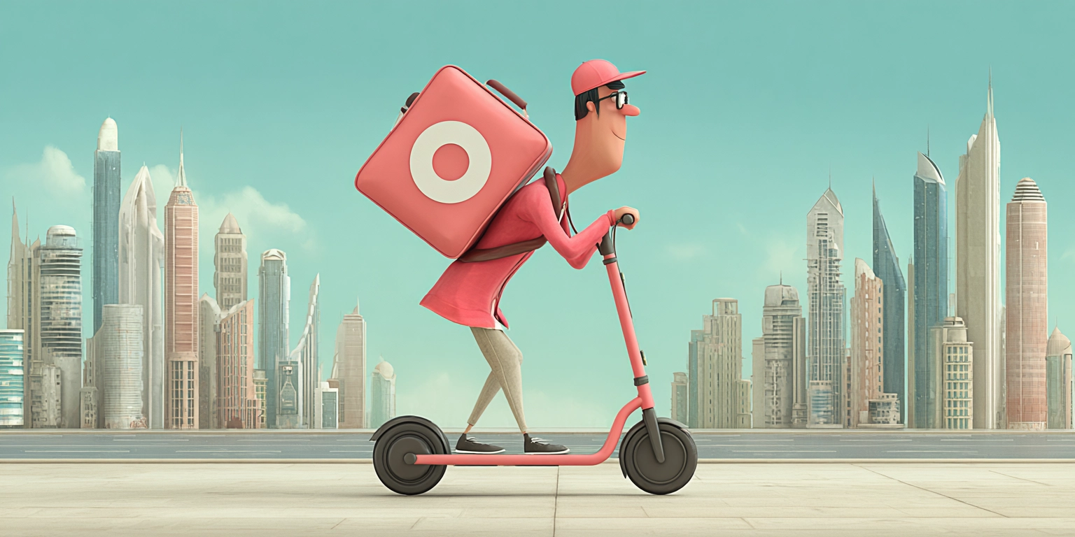 Доставщик Самоката едет на самокате