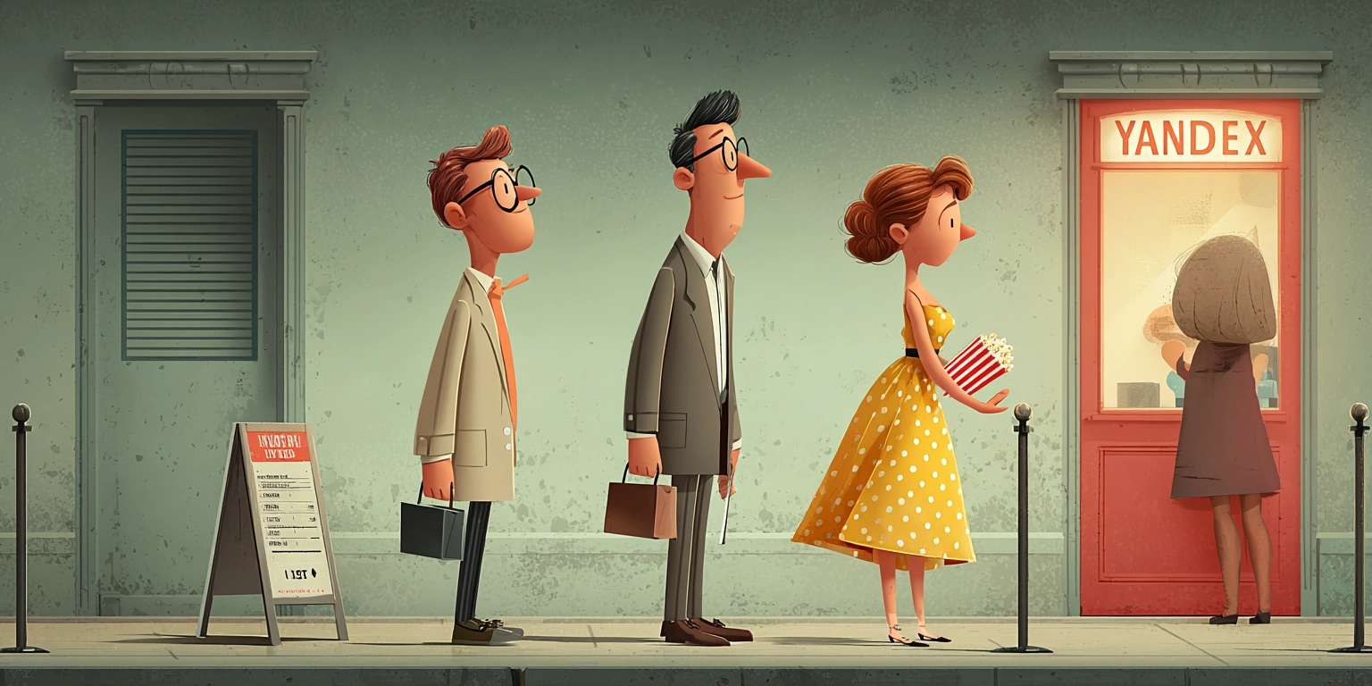 Группа людей покупают билеты через Яндекс Афишу