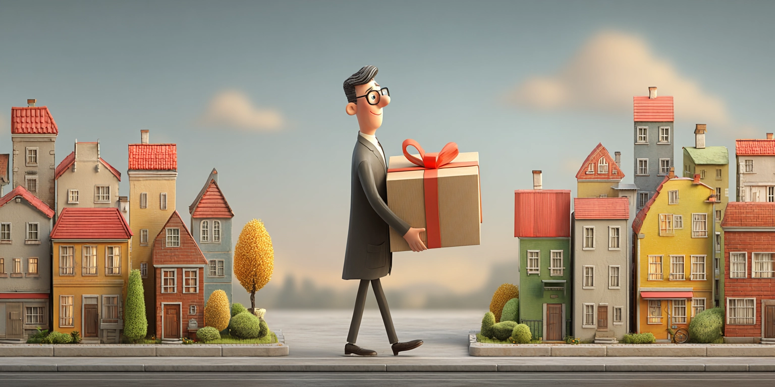 Бизнесмен с коробкой в руках