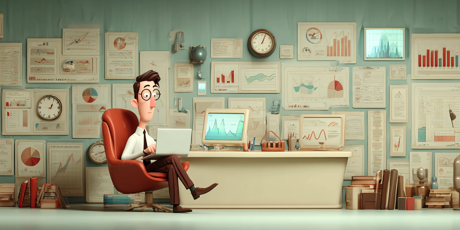 Аналитик работает в офисе