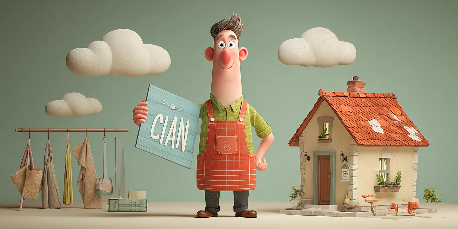 Мужчина держит табличку с Циан