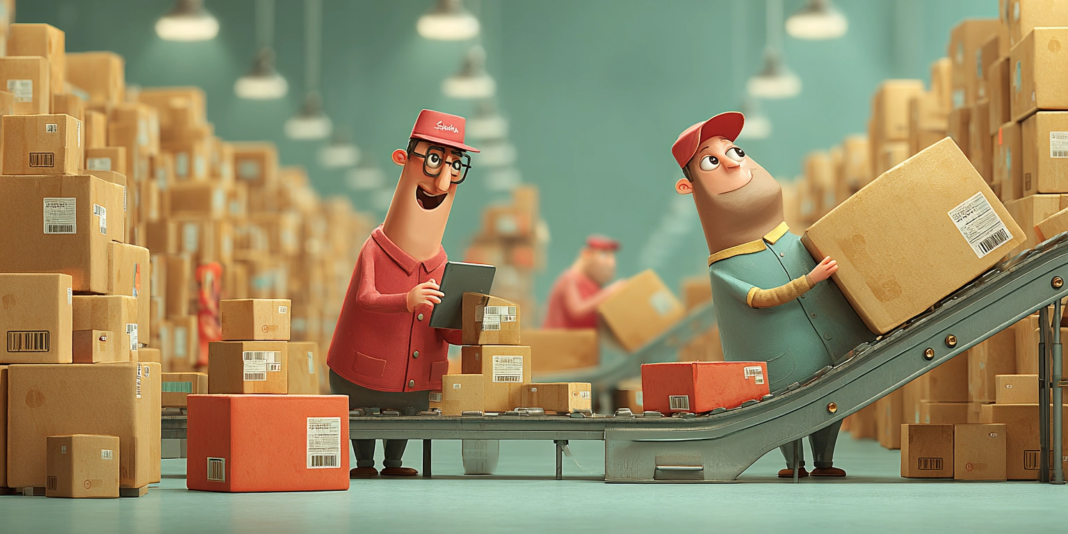 Упаковка товаров на складе AliExpress